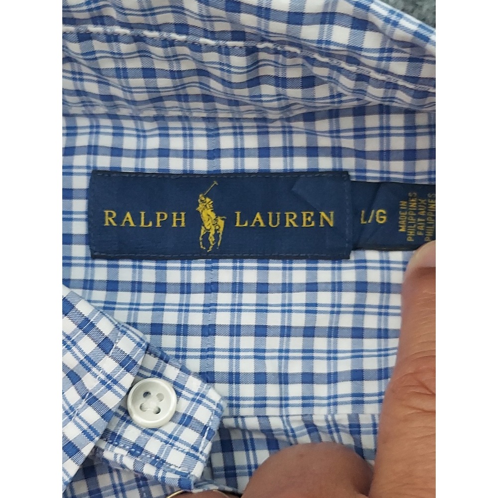 Lot 3 Ralph Lauren Shirt Men Large Blue Pink Plaid Button Down Pony Long Sleeve - Picture 13 of 16